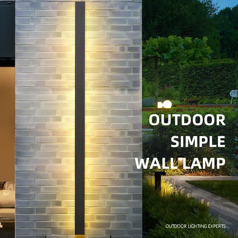 Bewegingssensor Lange Strip Wandlamp Waterdichte Outdoor Led Wandlamp Ip65 Aluminium Lange Muur Licht Tuin Villa Portiek Wandlamp