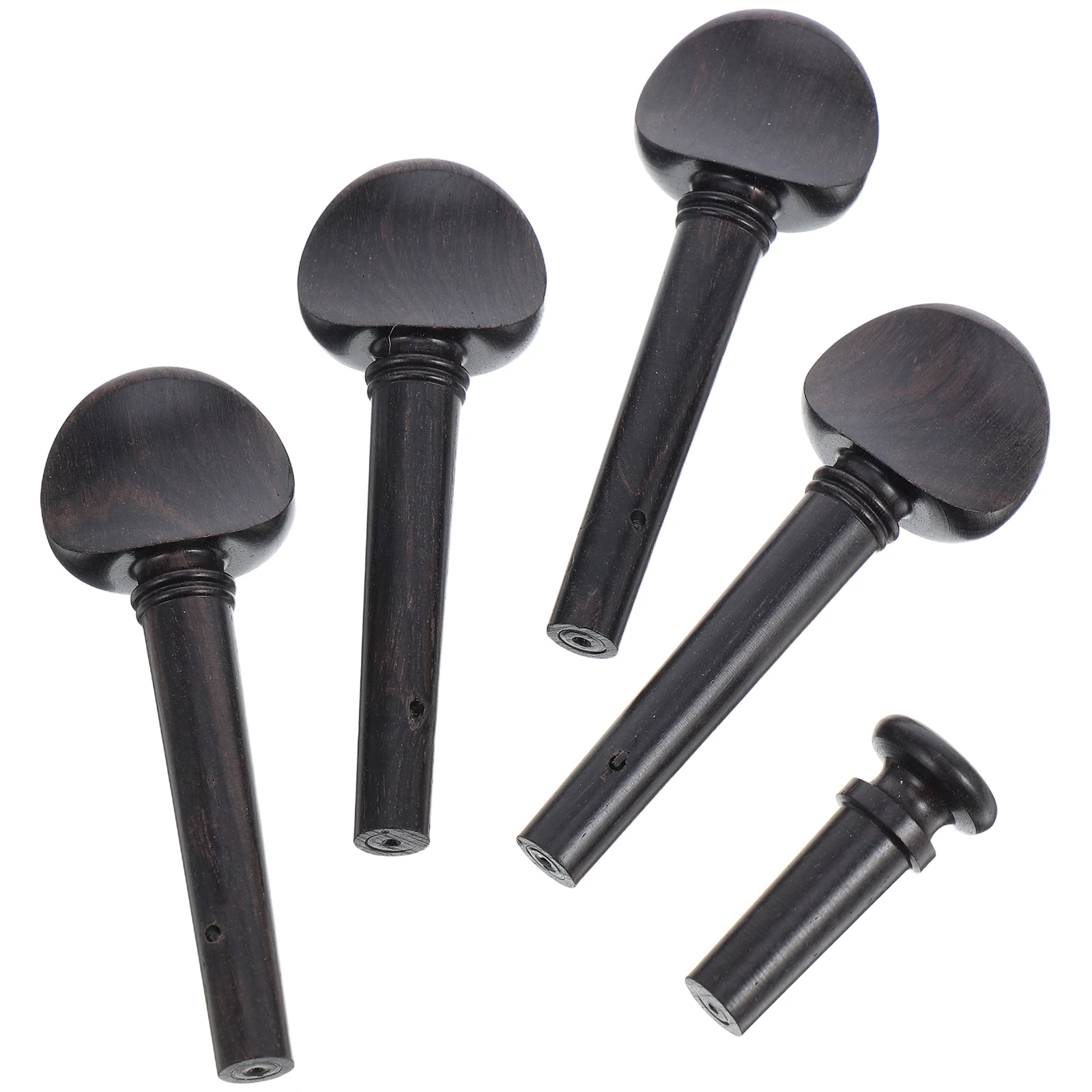 1 set 5 Pieces Violin Tuning Pegs Ebony Wood Parts Replacement Accessories Endpin for 4/4 Size String Instrument Musical