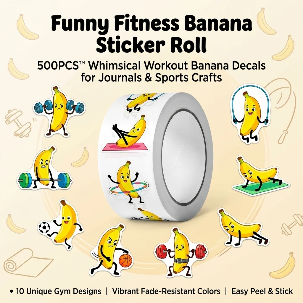 Fitness Journal Planner - 500Pcs Funny Fitness Banana Stickers Roll