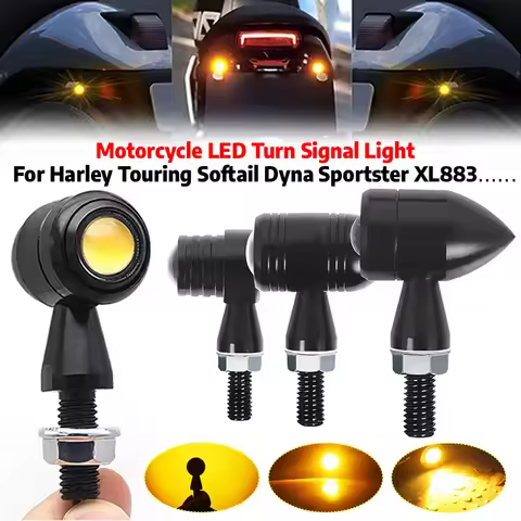 Motorcycle Turn Signals Mini LED Bullet Flasher Light Indicator Lamp 12V 8mm For Harley Touring Softail Dyna Sportster XL883