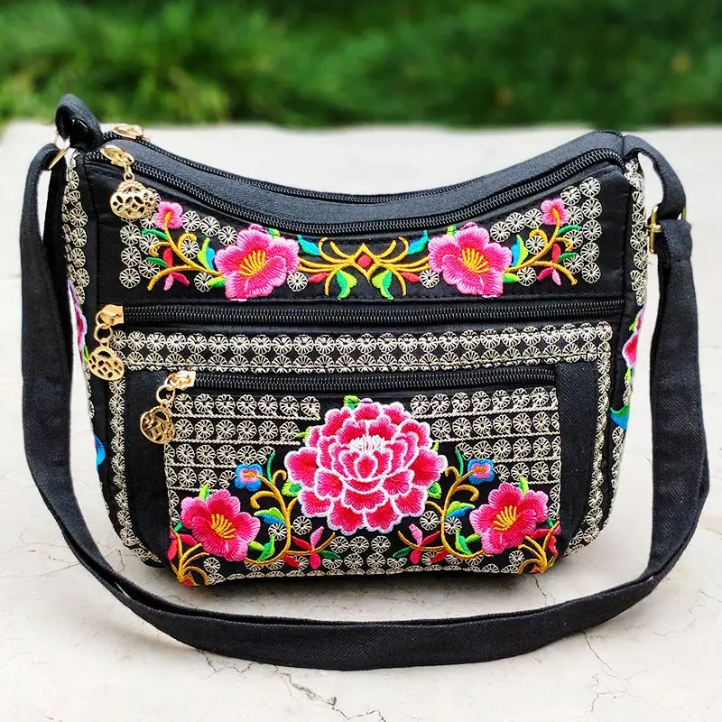 Embroidery Bag Ethnic Style Bags Women Antique Style Embroidered Bag Shoulder Messenger Bag Canvas Bag