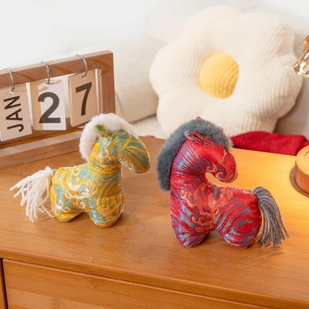 PP Cotton Stuffed Zodiac Horse Plush Dolls Simulated Bristles Chinese Style Year of The Horse Mascot Soft Mascot Doll