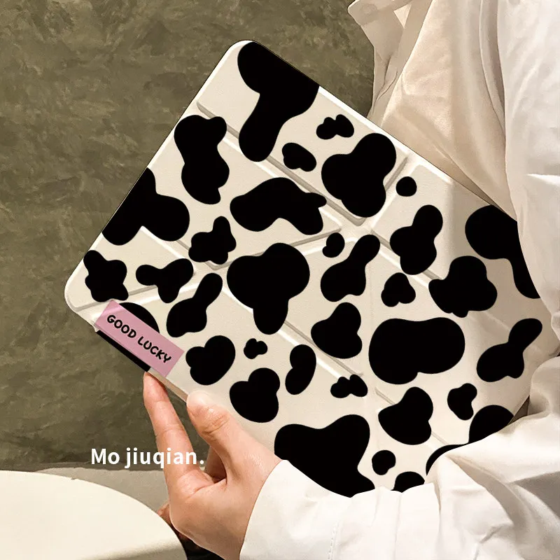 Popular Simple Cow Pattern 3YFold iPad Case For iPad Pro 11 13in 2025 iPad Pro 12.9in Air7 10th 11th M4/5 MINI Protected Cover