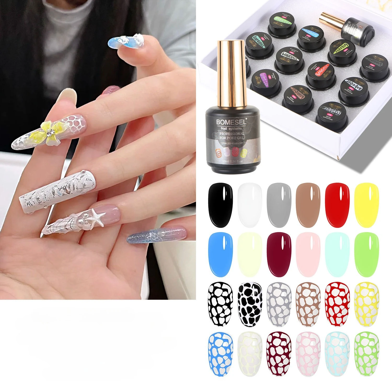 12pc-noir-blanc-ongles-poke-poke-nail-art-colle-bulle-ocean-vague-texture-dentelle-trou-ongles-peinture-art-gel-uv-led-tremper-vernis
