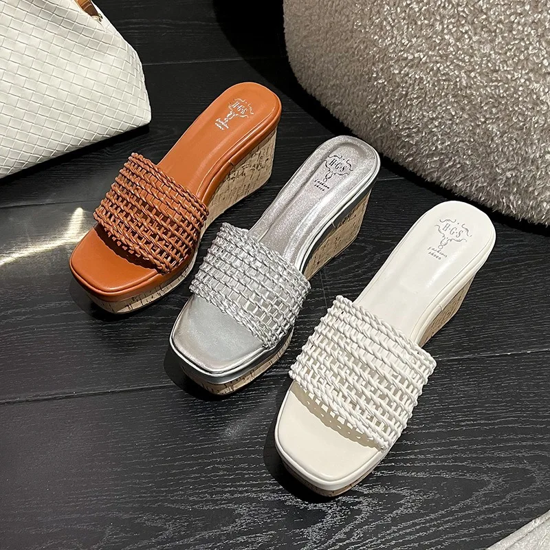 

Summer Women's Shoes High Quality Fashion Slippers New Designer High Heels for Woman Luxury Brand Wedge Sandals Zapatos De Mujer
