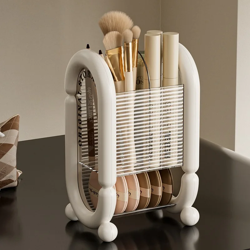 แปรงแต่งหน้าOrganizerเดสก์ท็อปลิปสติกแป้งพัฟความงามไข่เครื่องสําอางค์Dresserชั้นวาง