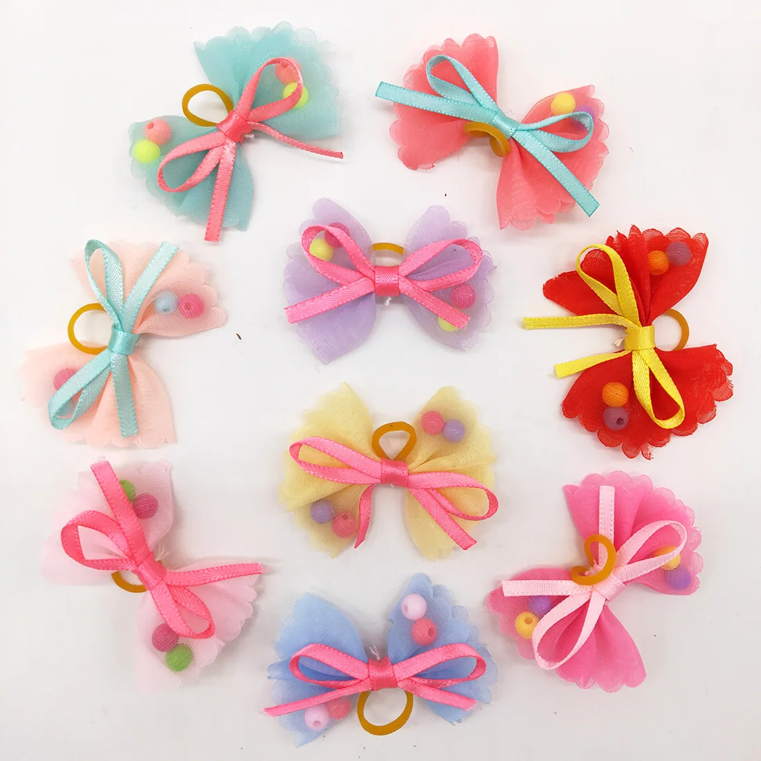 10/20/50pcs Cute Pet Dog Bows Ball Hair Accessories Grooming Puppy Hair Accessories With Rubber Bands Pet Headwear For Dogs