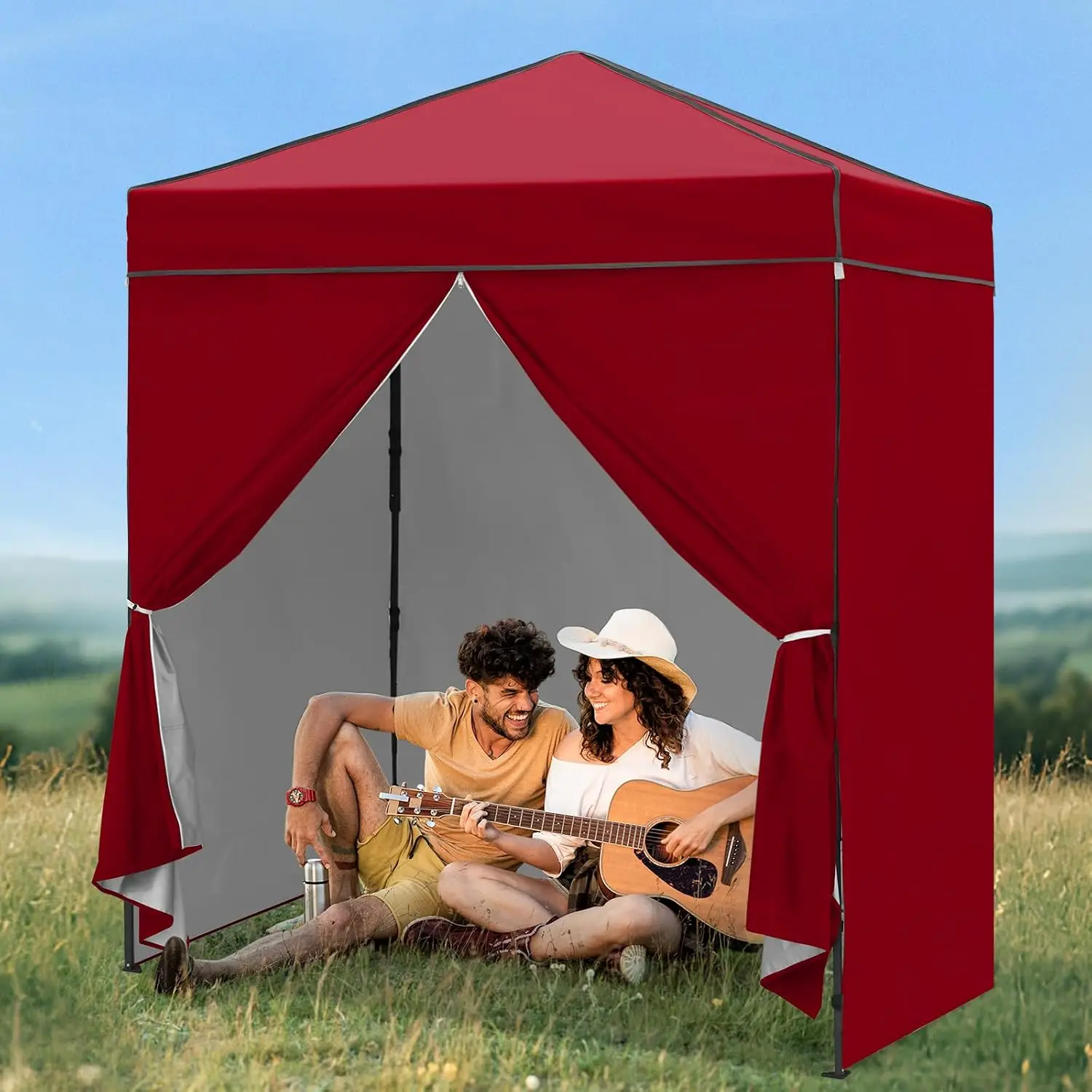 6x4 Pop Up Canopy Tent with Removable Side Walls, Easy Setup Lightweight Portable Sun Shelter for Beach, Camping, Customized