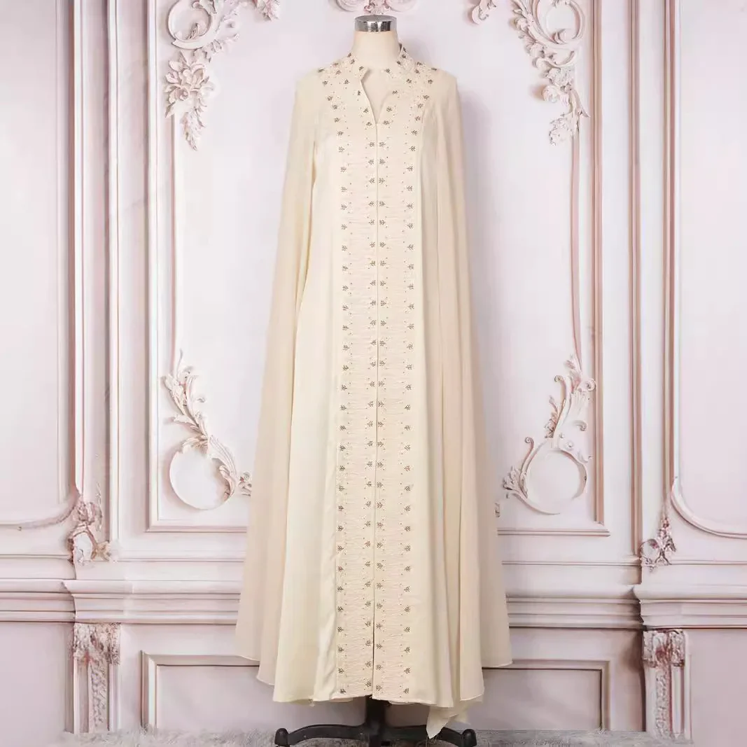 European and American New Women's High-end Embroidery V-neck Hidden Button Long Banquet Party Elegant Dress Evening Gown.