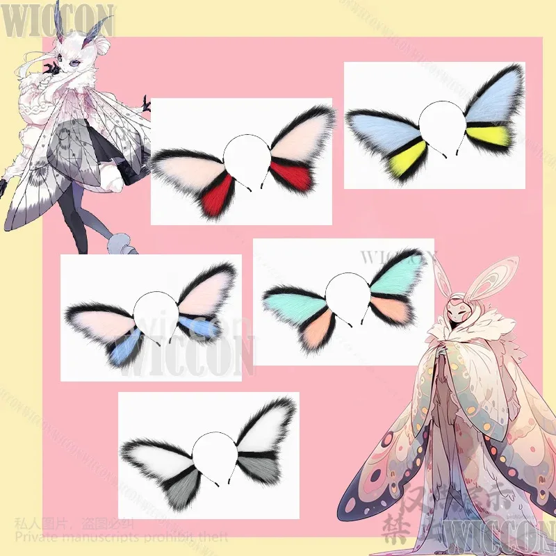 

XT8Furry Cosplay Furrysuit Accessory Animal Ears Foxes Furred Butterfly Headband Hair Clip Cute Plush Headdress Cos CuXT6@!
