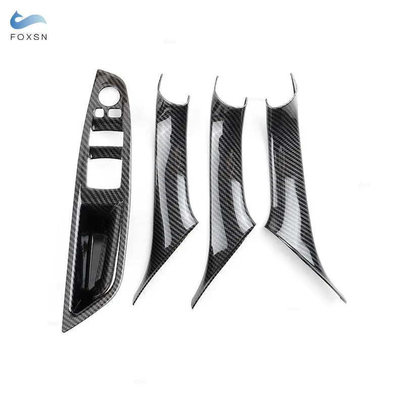 For BMW 5 Series F10 F18 2011 2012 - 2014 2015 2016 2017 Carbon Fiber Texture Car Interior Door Pull Handle Protective Cover