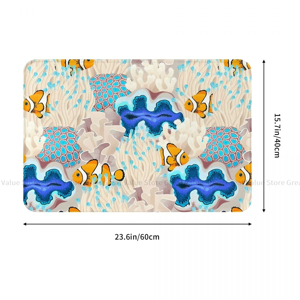 3D Ocean World Bath Non-Slip Carpet Bright Coral Reef And Clownfish Underwater Life Bedroom Mat Entrance Doormat Home Decor Rug