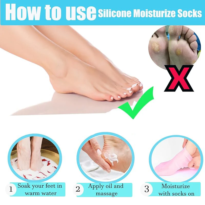 1Pairs Silicone Socks Moisturizing Spa Sock Dry Cracked Feet Heel Remove Protector Pain Relief Softening Calluses Skin Pedicure