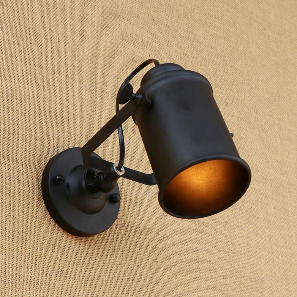 Retro Loft Style Rotating Iron LED Wall Sconces Bedside Spot Track Lamp Industrial Vintage Wall Light Fixtures Indoor Lighting