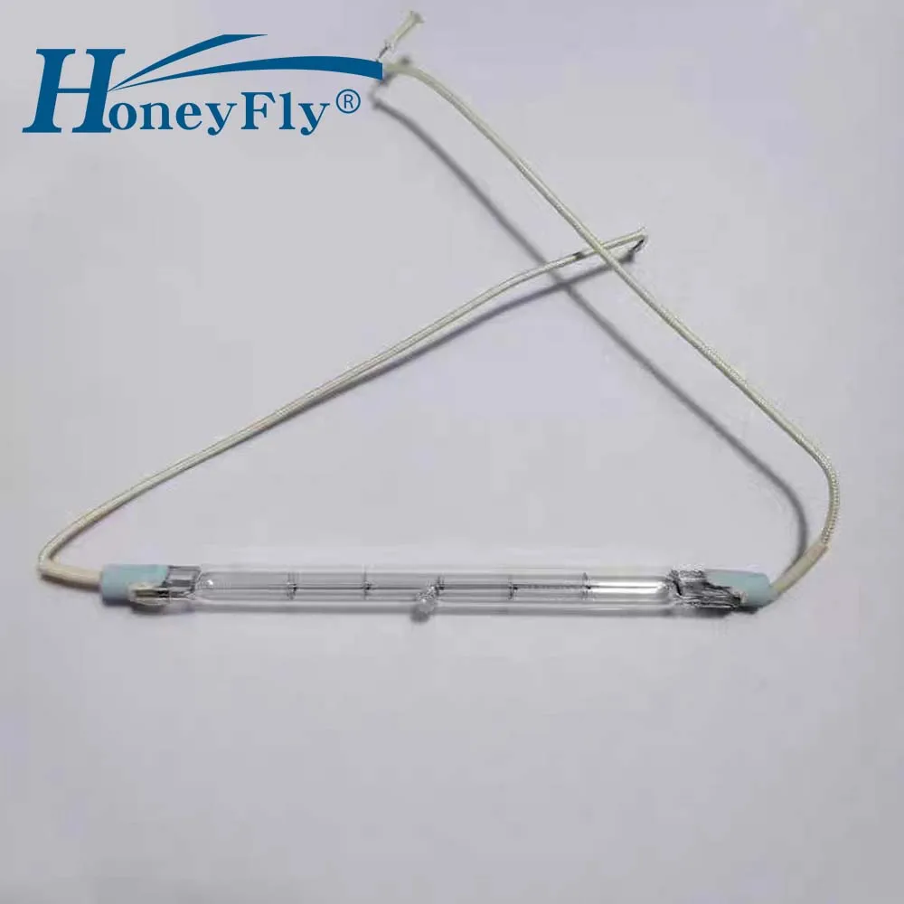 HoneyFly 2pcs Heating Halogen Lamp Tube 500W 220V 150mm/5.91inch Clear With Cable Quartz Heating Element Roaster Oven