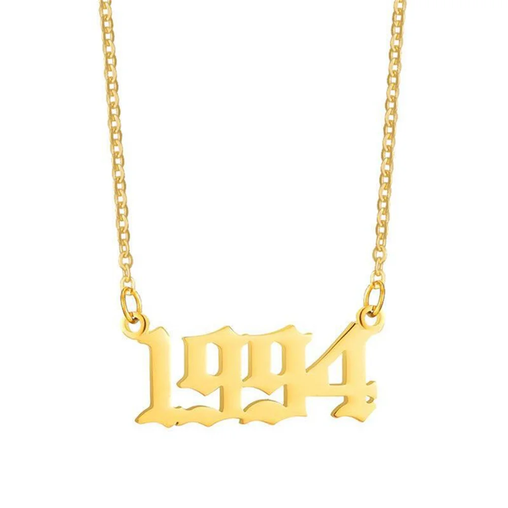 فاسق السنة عدد رسالة المعلقات الذهب والفضة اللون الفولاذ المقاوم للصدأ المختنق القلائد للنساء الرجال مجوهرات الأزياء هدايا عيد الميلاد #1