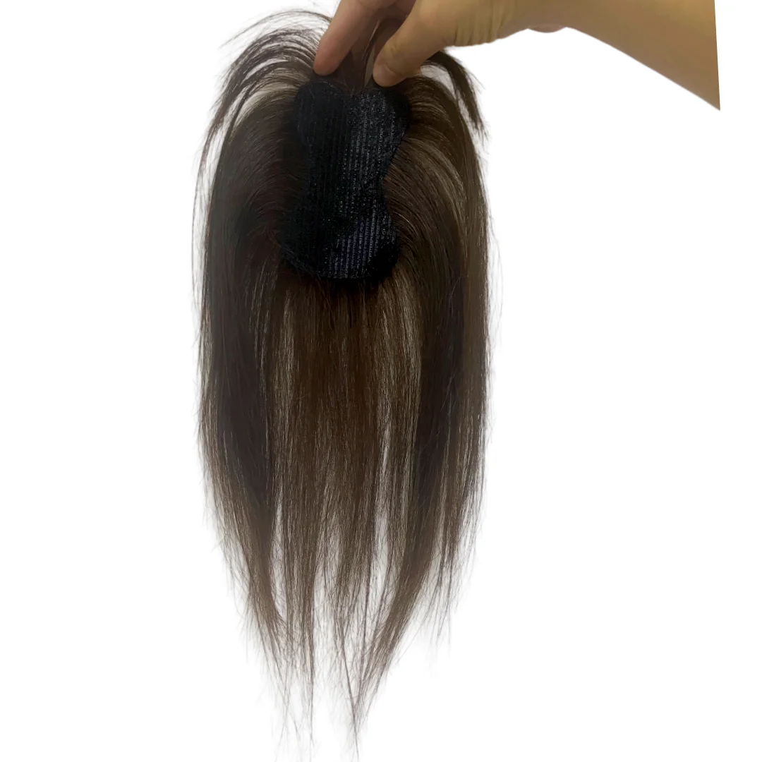 Pita Rambut Palsu Model Wispy dengan Perekat Hook and Loop untuk Wanita, Tanpa Jepit, Hairpiece Alami