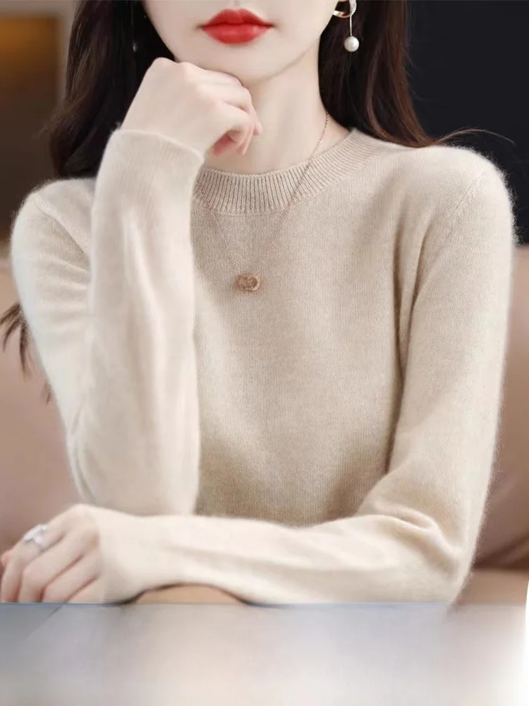 

Slimming Effectiven Camere Sweater Women's Low round Ne Loose Knitted Wool Blend Knitwear Base Layer irt