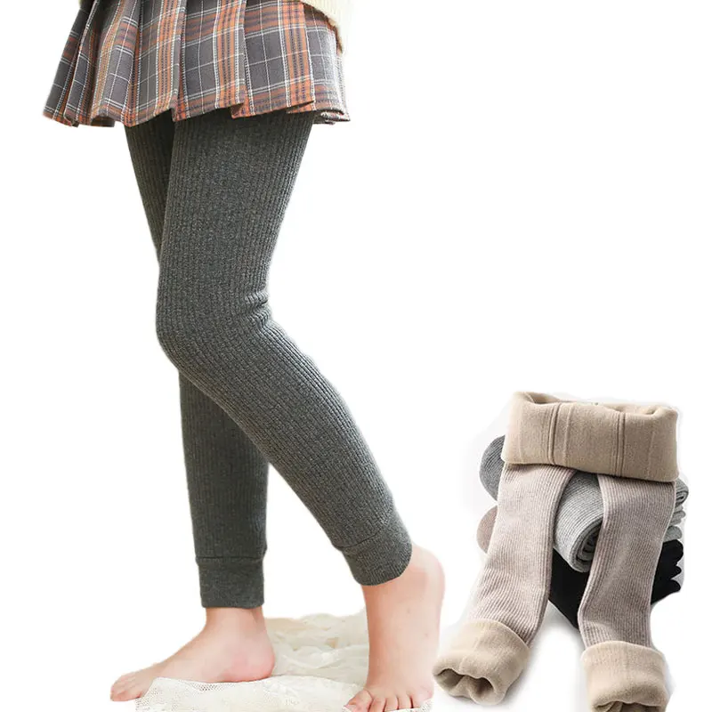 2023 Girls Leggings Velvet Pants For Kids Winter Cashmere Trousers Warm Teenager Leggings 1-12years