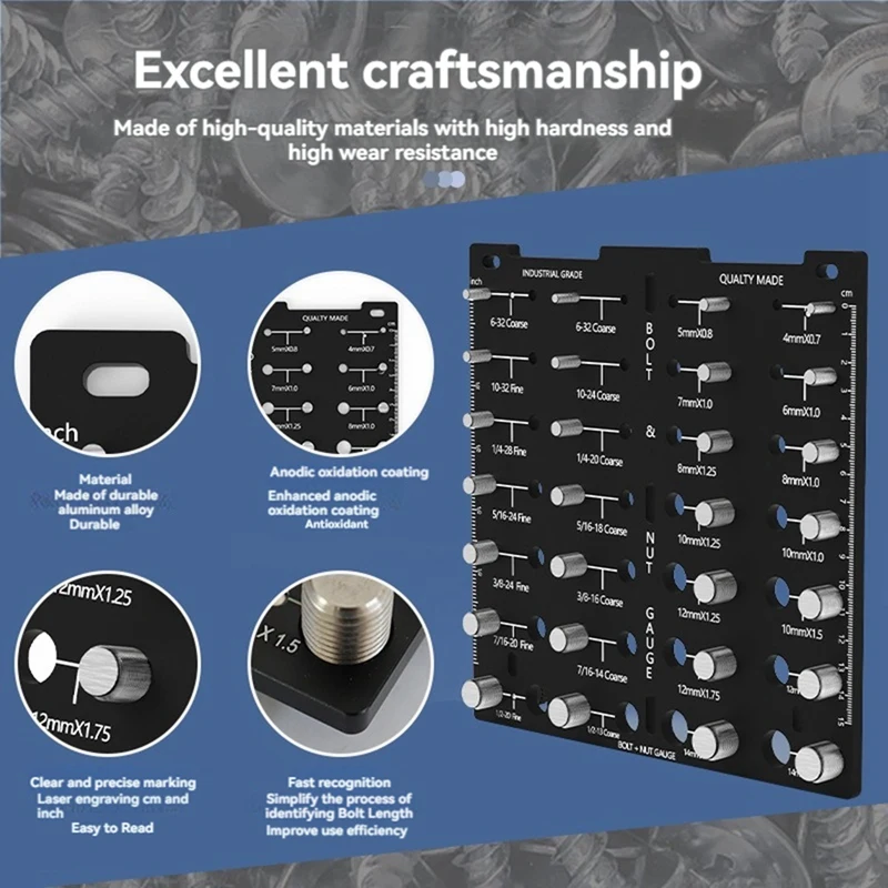 Thread Checkers,Bolt Identifier Board,Bolt And Screw Size Thread Gauge,Nut And Bolt Identifier Standard And Metric