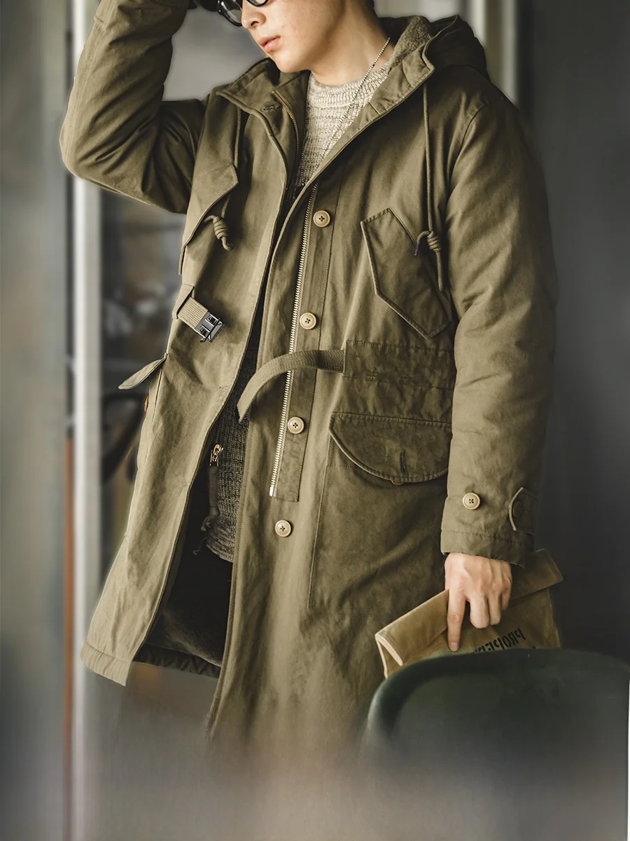 

Мужская зимняя утепленная парка Maden M47 в американском ретро-стиле, тяжелая, с капюшоном, средней длины, из хлопка