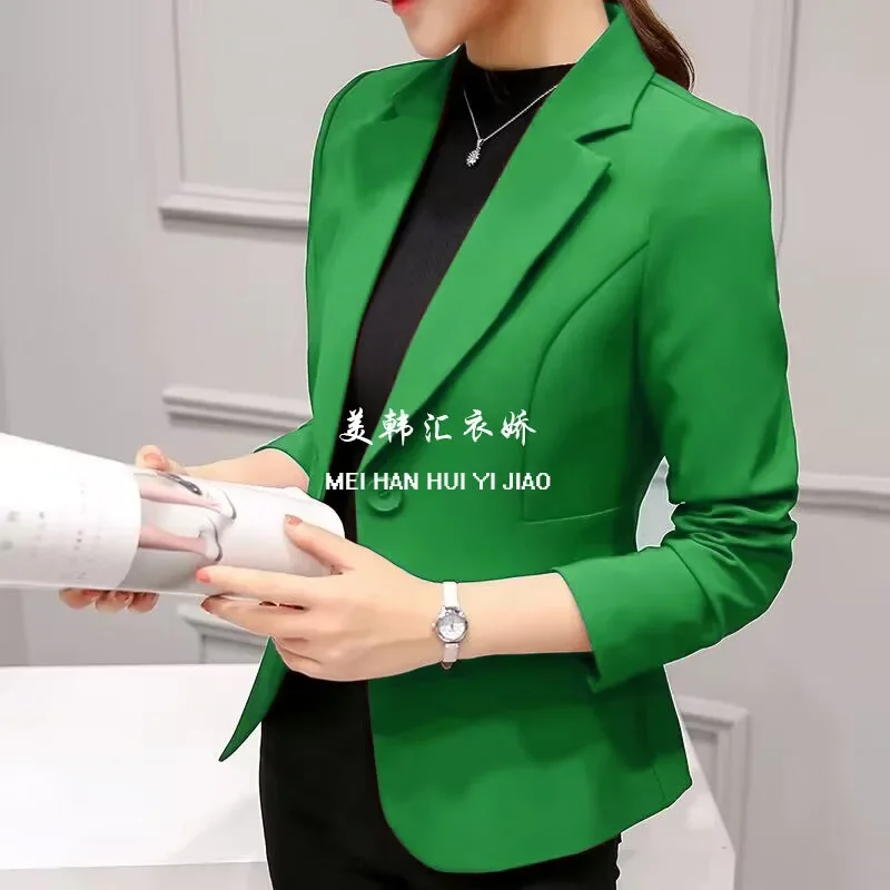 Office Lady Slim Solid Color Blazers Women New Single Button Commute Blazer Spring Autumn Long Sleeve Casual Jackets All-Match