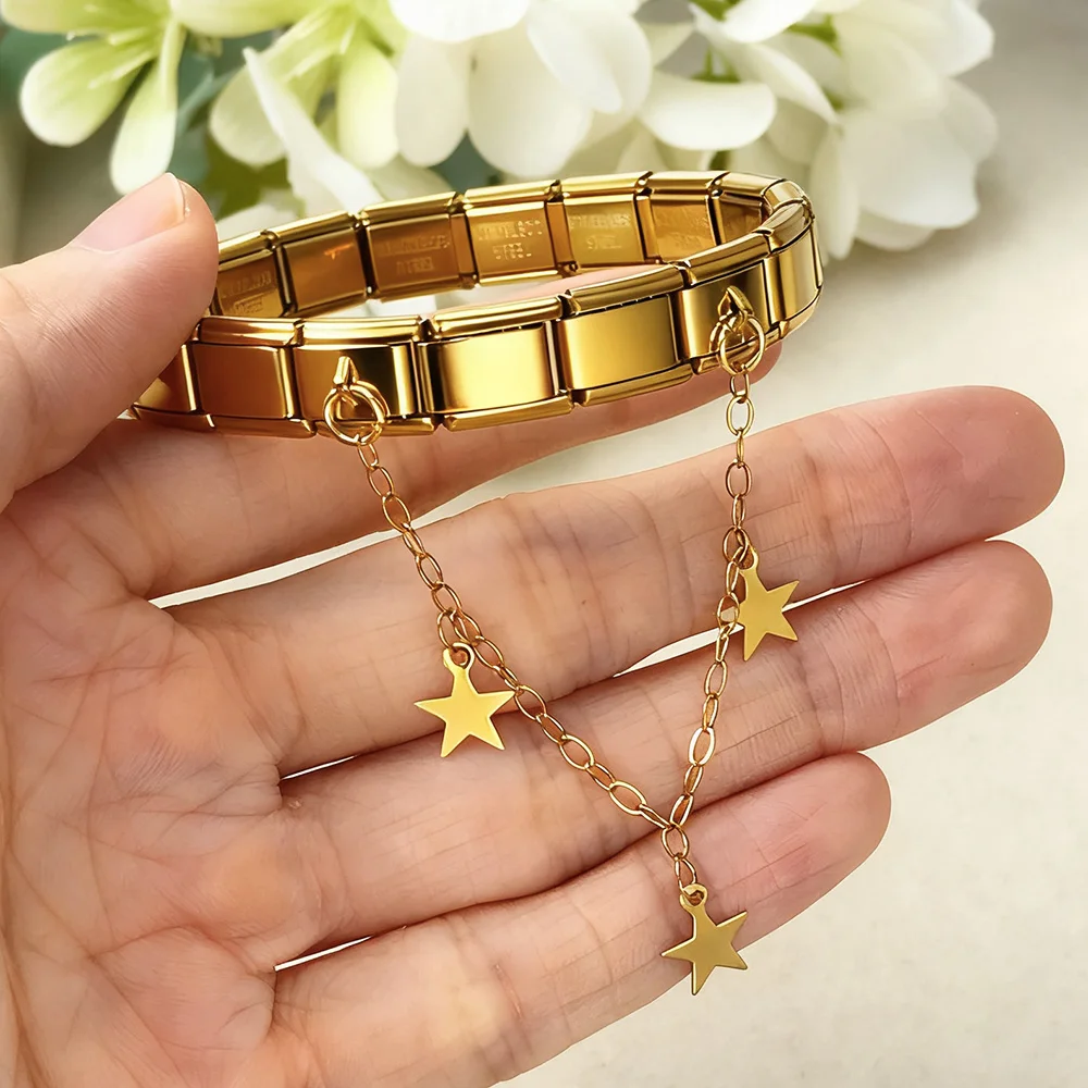 Y2K Klassische Stern-Schmetterling-Kreuz-Herz Damen-Kette, Italienischer Charm-Anhänger, passend für 9mm Edelstahl-Armbänder, Schmuckherstellung DIY – Detail 2