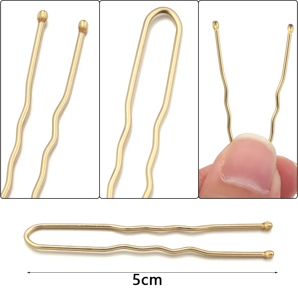 50Pcs Women Girls U Shaped Hairpins For Bun Metal Hairdressing Bobby Bridal Pin Barrette Salon Hair Styling Tools U Clips 5cm view 2