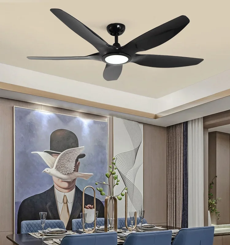 Industrial 62 Inch 5-Blade Ceiling Fan Nordic Large Country Industrial Ceiling Fan With Lighting And Remote Control Chandelier