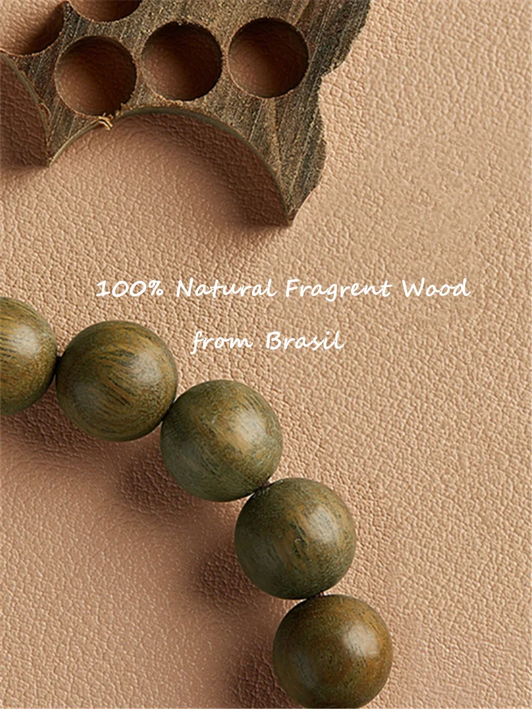6mm 216 Beads Natural Green Sandalwood Long Bracelets Buddhist Prayer Meditation Mala Rosary Fragrant Verawod Necklace BRO772