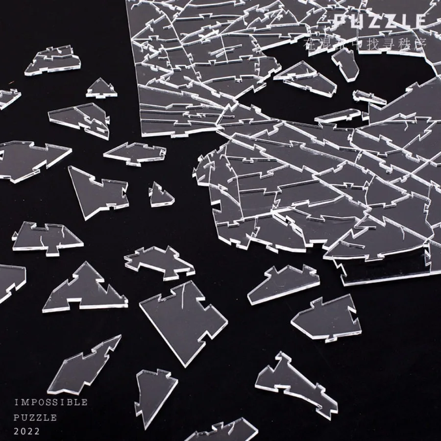 1000 pieces of broken glass transparent acrylic puzzle irregular hell level 10 high difficulty educational toy