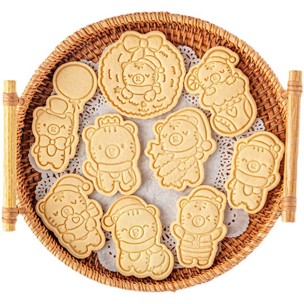 Cartoon Cute Tiger Cookie Plunger Cutters Fondant Cake Mold Biscuit Sugarcraft Cake Decorating Tools