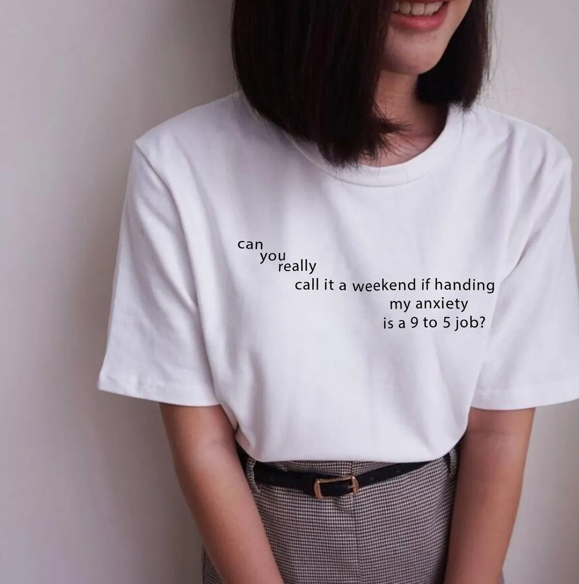 Skuggnas Can You Really Call It Funny Graphic T-shirt Anxiety Cotton T Shirt Anxiety Shirt Women Grunge Aesthetic Clothing