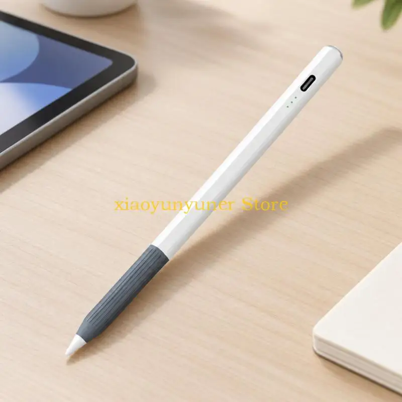 P9JB Active Digital Pen with Pen-Style Capacitive Input, Rechargeable Battery, Ribbed Grip, Replaceable Contact Tip, and Three