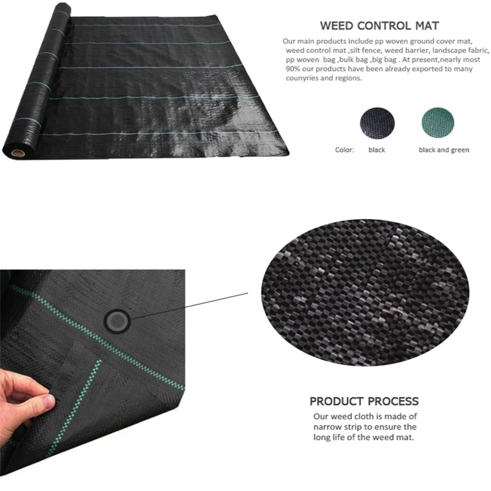 Weed Barrier Fabric Heavy Duty, Woven Weed Control FabricNon-Slip Outdoor Rubber Floor Mats Weed Block Polyethylene Ground Cover