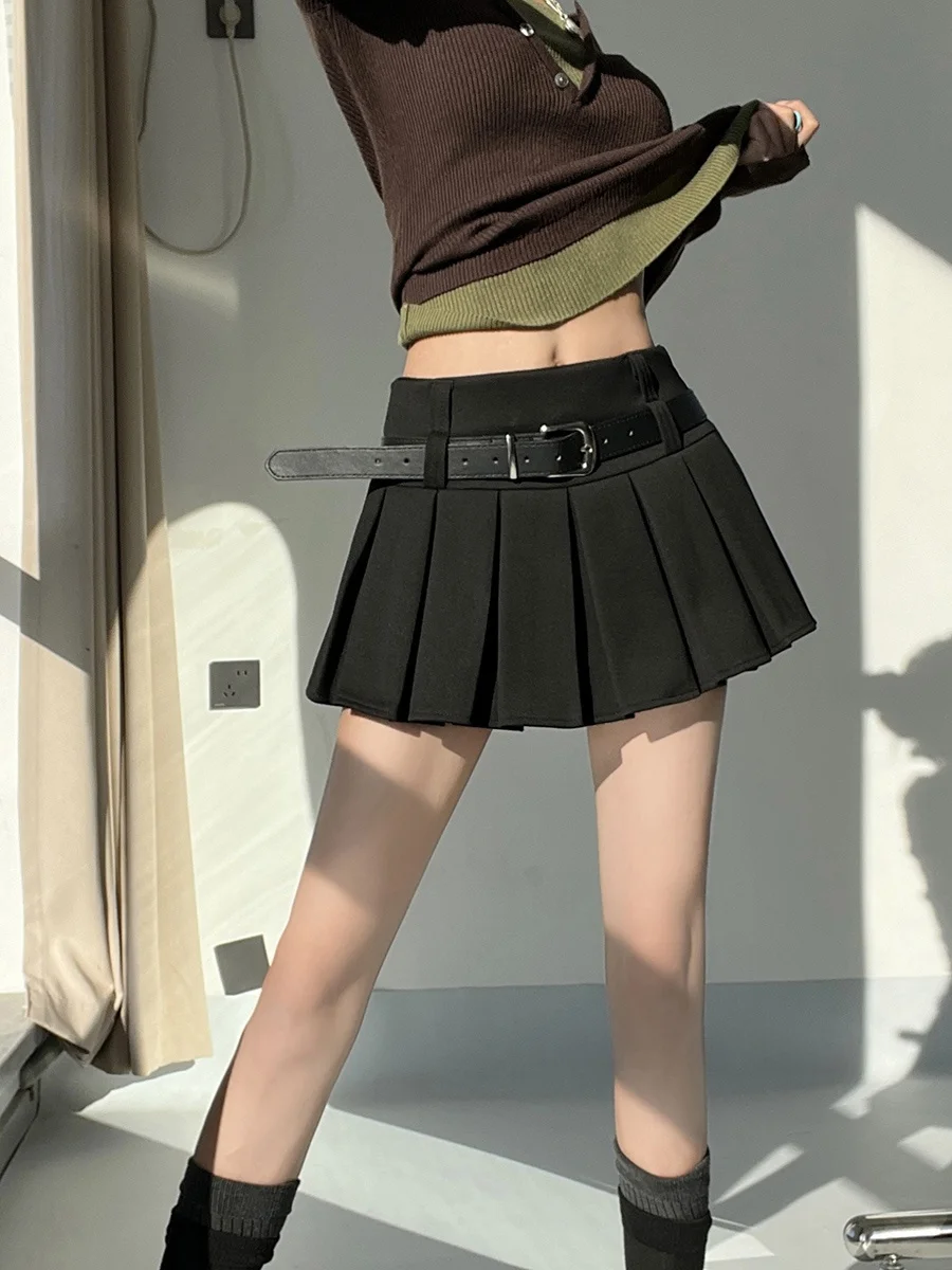 Sexy Low Waist  A-Line Skirt Women's Anti-Light Skirt Short Skirt Cotton Village Brand Pure Color Short Skirt