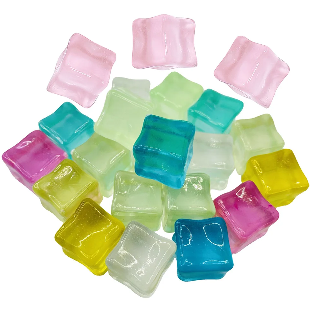 20pcs 20 Fake Cubes Props Glow Photography Props Fluorescent Decorative Reusable Vase Filler Party Supplies Photography Toys