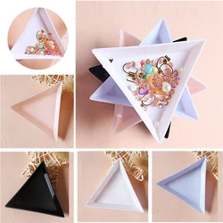 10Pcs Plastic Triangle Plates Point Drill Nail Art Jewelry Beads Organizer Rhinestones Diamond Storage Tool Dish Display Tray