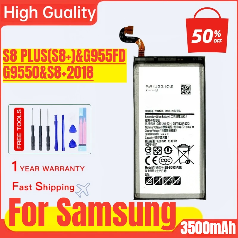 

EB-BG950ABE for Samsung S8 PLUS(S8+) G955FD G9550 S8+2018 Mobile Phone Battery Replacement Bateria with Tools
