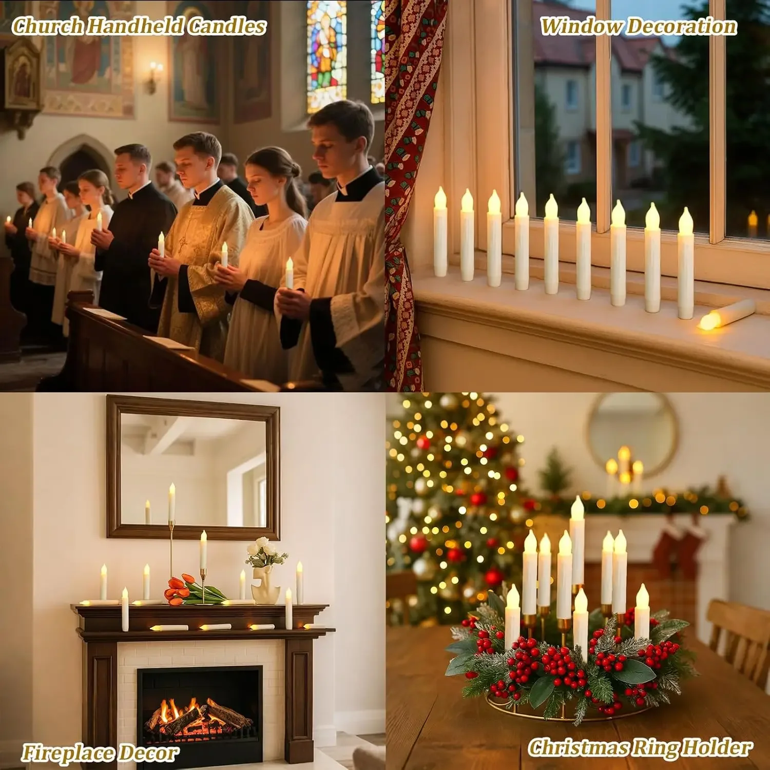 6 قطعة شموع مستدقة LED شموع كهربائية وامضة تعمل بالبطارية شموع نافذة عديمة اللهب لديكور عيد الميلاد والهالوين #6