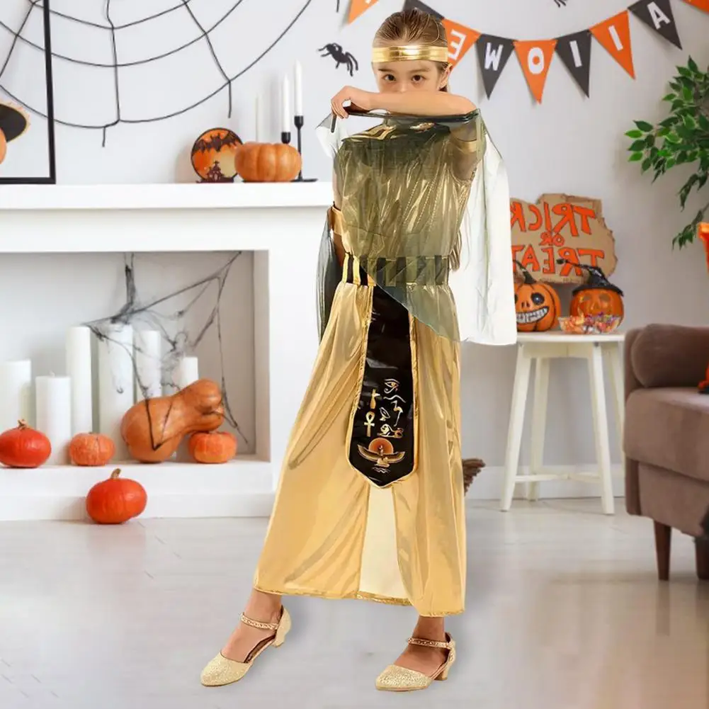 QueenCleopatra Costume For Girls Kids Ancient Egyptian Dress Halloween Cosplay Accessories Princess  For Fancy Dress-up Parties