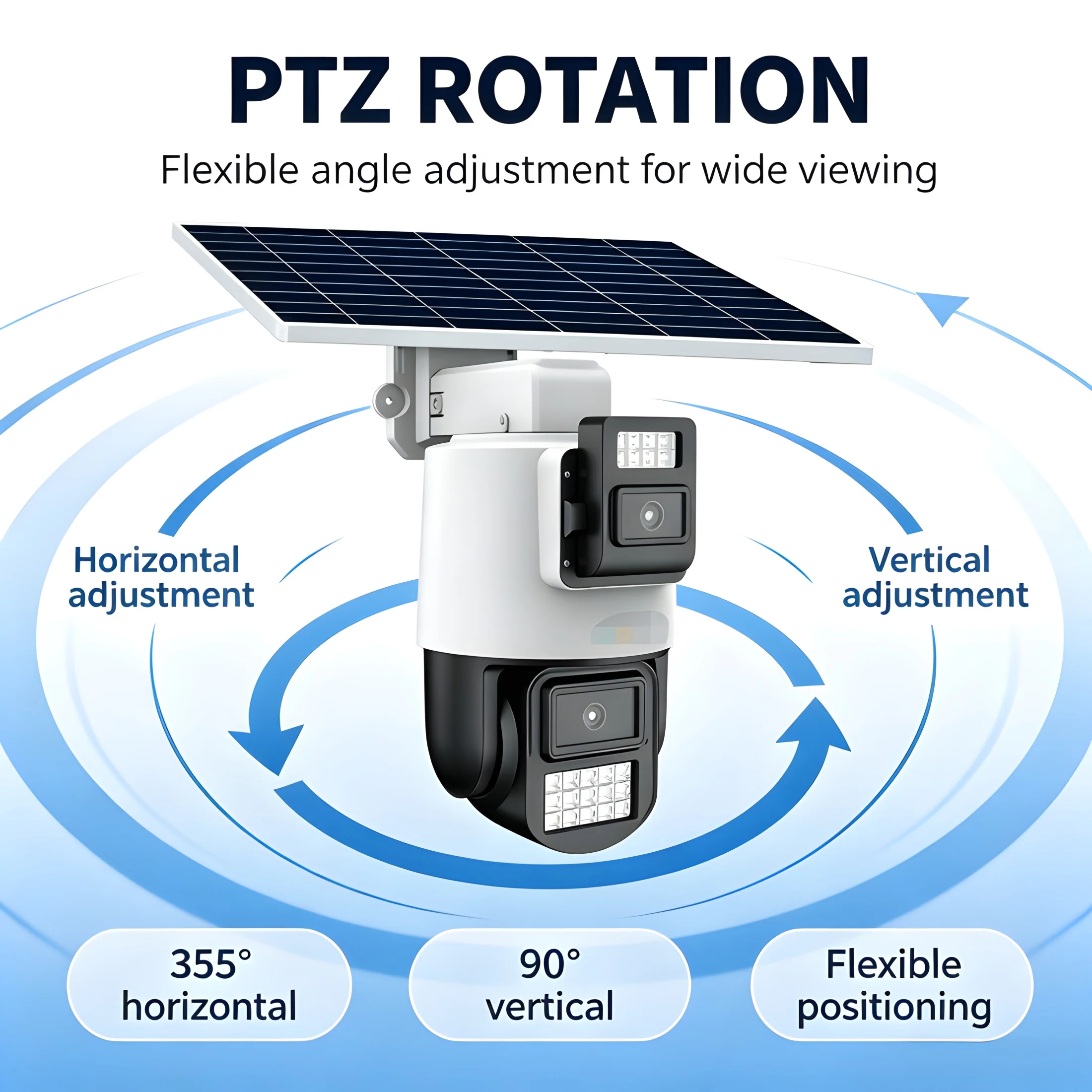 6MP Dual Lens Solar Security Camera - PTZ Outdoor Indoor with Human Detection Two-Way Audio Cloud & TF Card Support