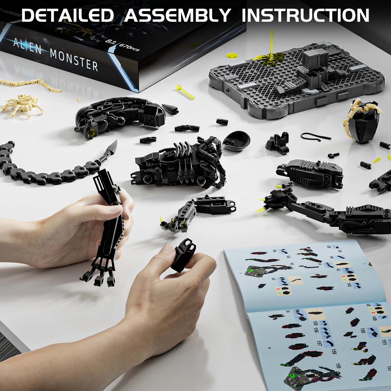 MOC Movie Alien Monster Building Blocks Model Alien Drooling Monster DIY Bricks Assembly Toys Kids Creative Toys Birthday Gifts