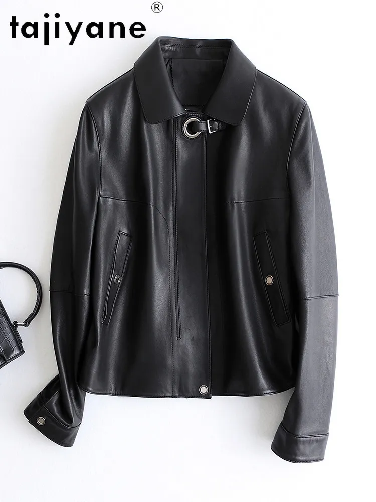 TAJIYANE 100% 羊革 本革ジャケット レディース ショート丈 カジュアルコート プレミアム本革ジャケット 秋服 2025 신상아우터