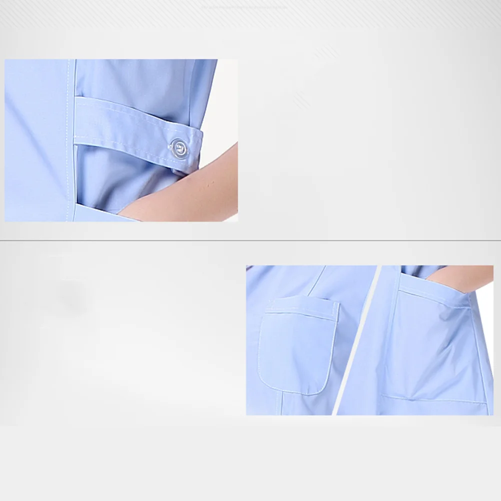 Abrigo de médico uniforme de enfermería abrigo blanco de algodón ropa de Hospital cuello en V traje de trabajo tamaño transpirable