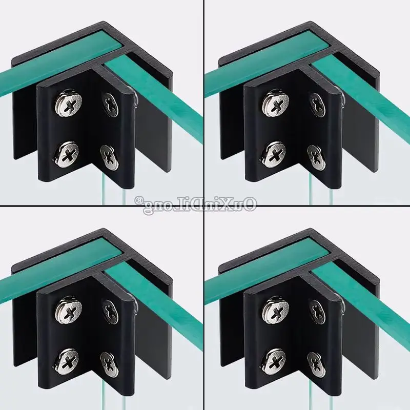 

Дешевые 4 шт. 90 ° Зажимы для стекла из алюминиевого сплава, двусторонние прямоугольные опорные кронштейны для полок, соединители, зажим толщиной 6 ~ 20 мм