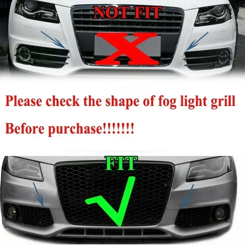 MAGICKIT 1 Pair of Fog Light Grille Fit for Audi A4 B8 2009-2011 Black ABS 8KD 807 681, 8KD 807 682 car accessories