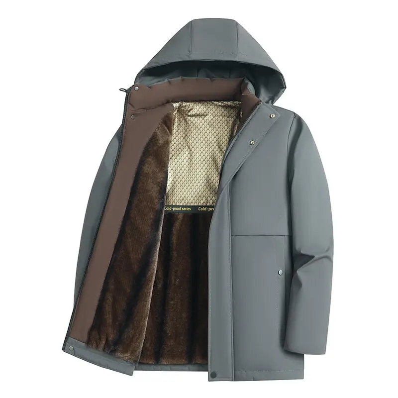 

Winter New Fashionable Waterproof and Plush Thick Warm Hooded Cotton Jacket For Men's Casual Loose Retro Sports Jacket M-7XL