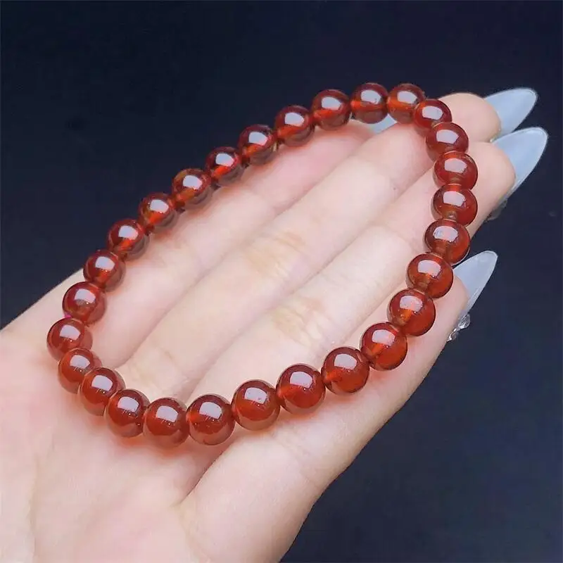 

6.8MM Natural Garnet Bracelet Gemstone Crystal Jewelry For Women Healing Bohemia Holiday Gift 1pcs