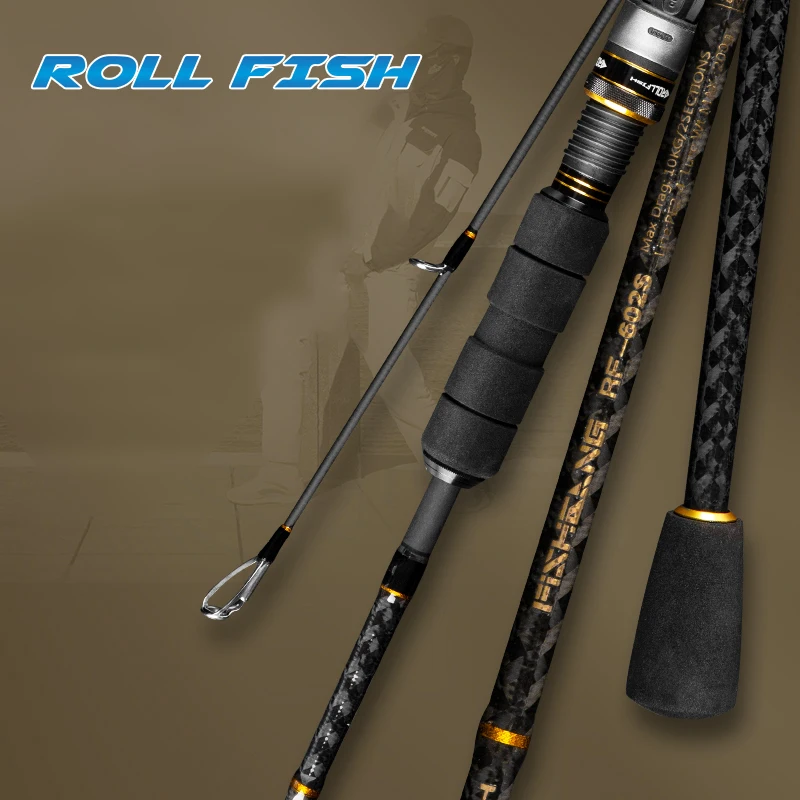 ROLLFISH Boat Carbon Fiber Light Jigging Fishing Rod Spinning Casting Lure Fishing Rod Saltwater 2Sections WT127-141g 1.68-1.98m